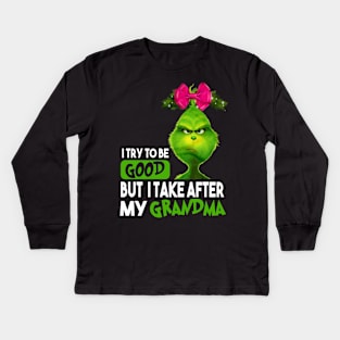 Funny Grinch Christmas Grinch Funny Gift Grinchmas Grinch Lovers Kids Long Sleeve T-Shirt